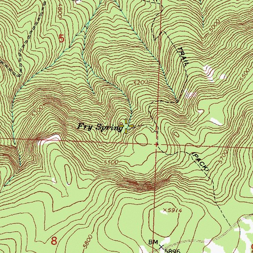 Topographic Map of Fry Spring, OR