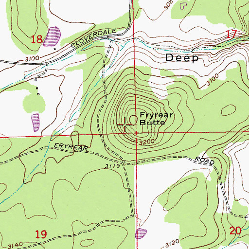 Topographic Map of Fryrear Butte, OR