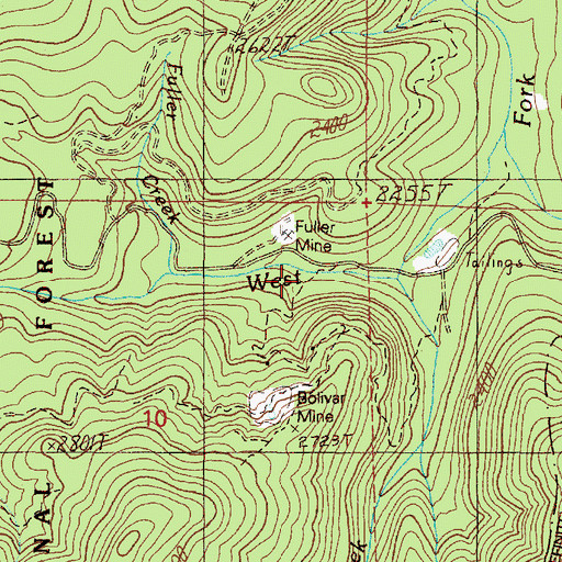 Topographic Map of Fuller Mine, OR