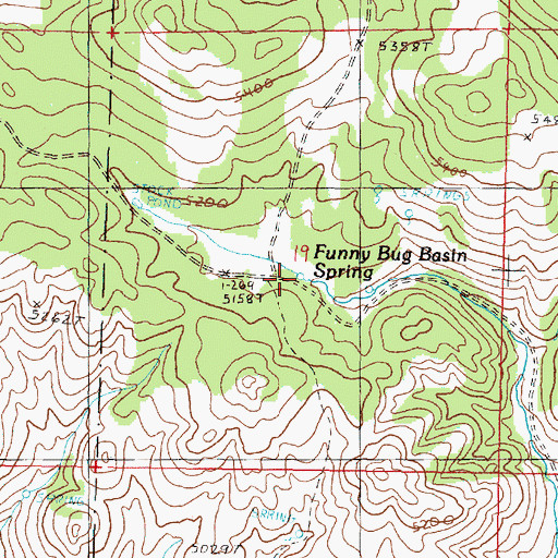 Topographic Map of Funny Bug Basin Spring, OR