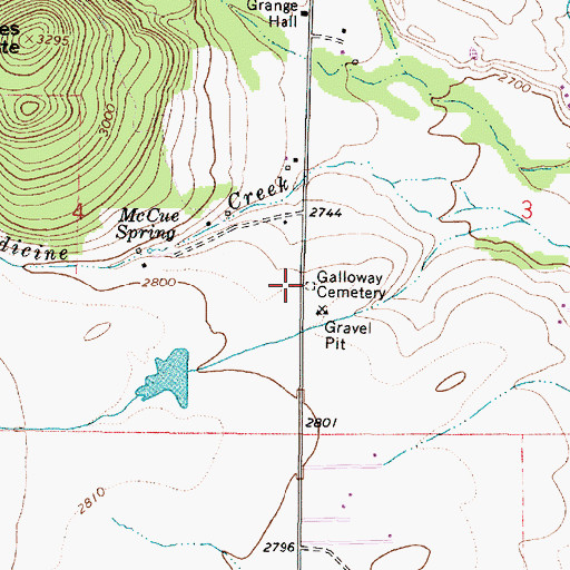 Topographic Map of Galloway Cemetery, OR
