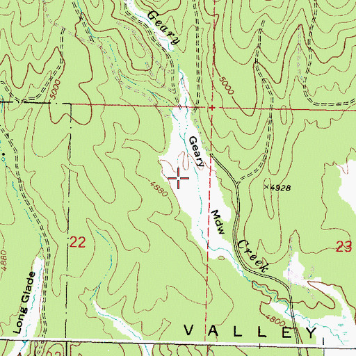 Topographic Map of Geary Meadow, OR