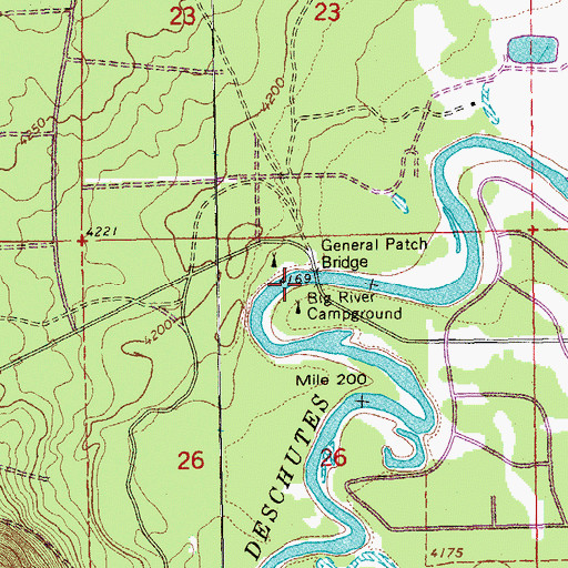 Topographic Map of General Patch Bridge (historical), OR