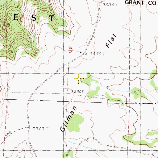 Topographic Map of Gilman Flat, OR