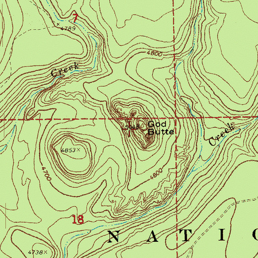 Topographic Map of God Butte, OR
