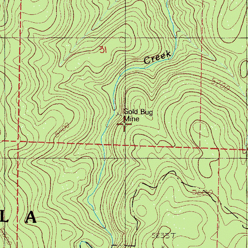 Topographic Map of Gold Bug Mine, OR