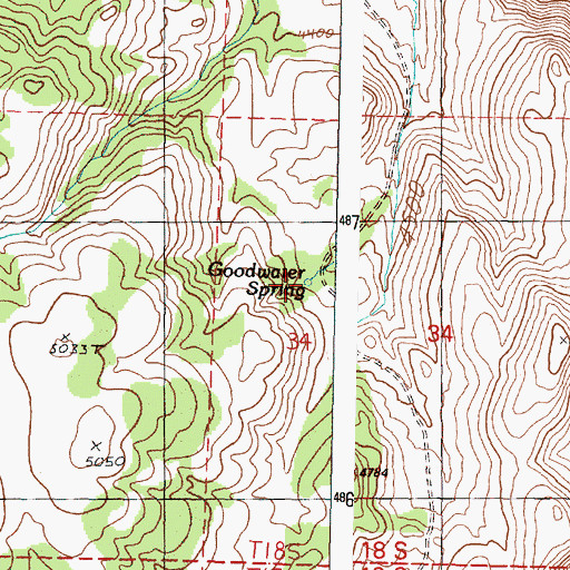 Topographic Map of Goodwater Spring, OR