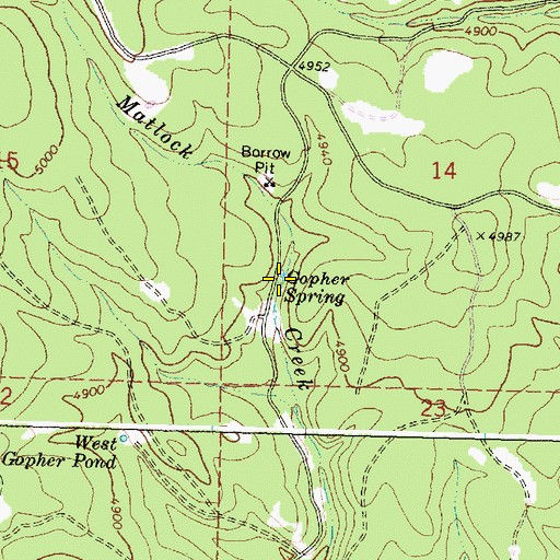 Topographic Map of Gopher Spring, OR