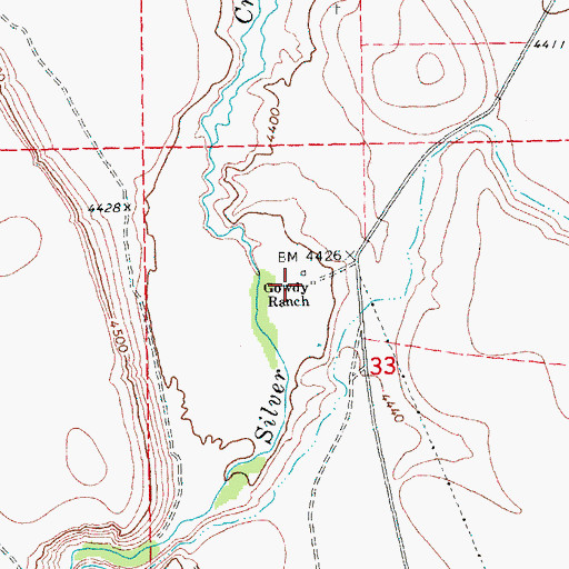 Topographic Map of Gowdy Ranch, OR