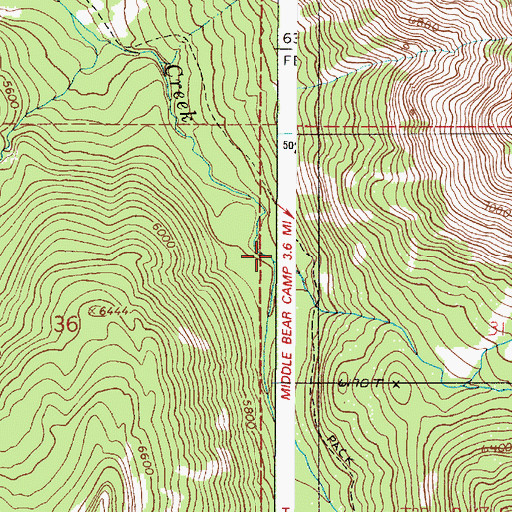 Topographic Map of Granite Creek, OR