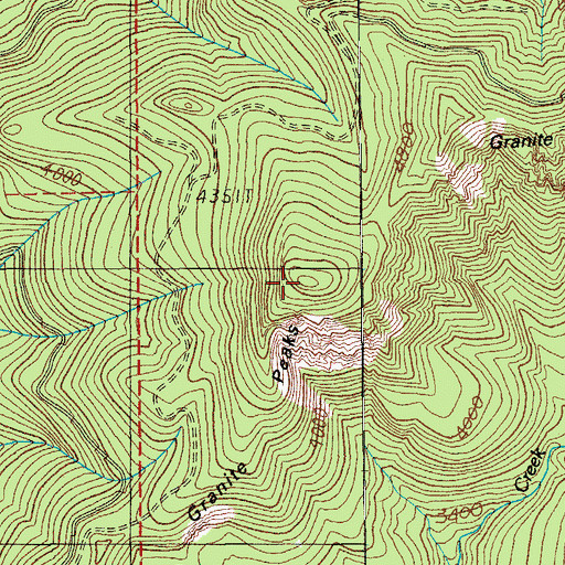Topographic Map of Granite Peaks, OR