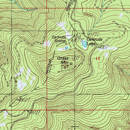 Topographic Map of Grass Mountain, OR