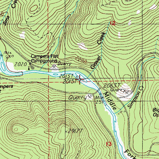 Topographic Map of Gravel Creek, OR