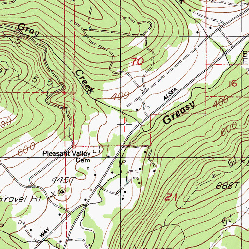 Topographic Map of Gray Creek, OR