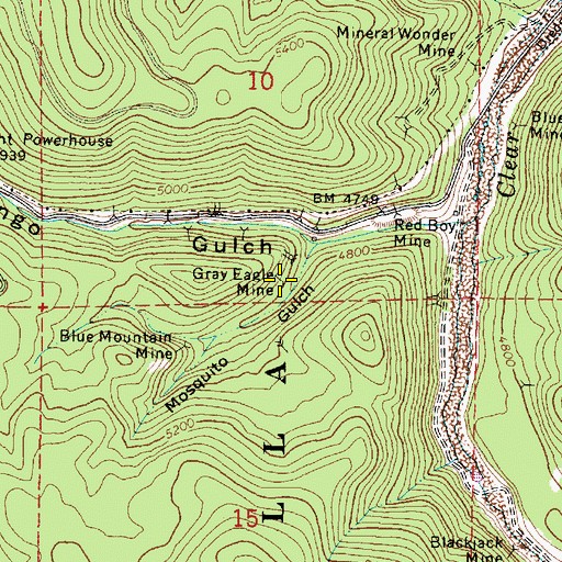 Topographic Map of Gray Eagle Mine, OR