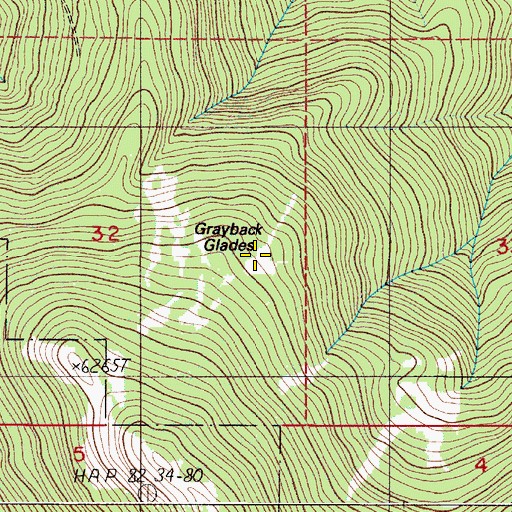 Topographic Map of Grayback Glades, OR