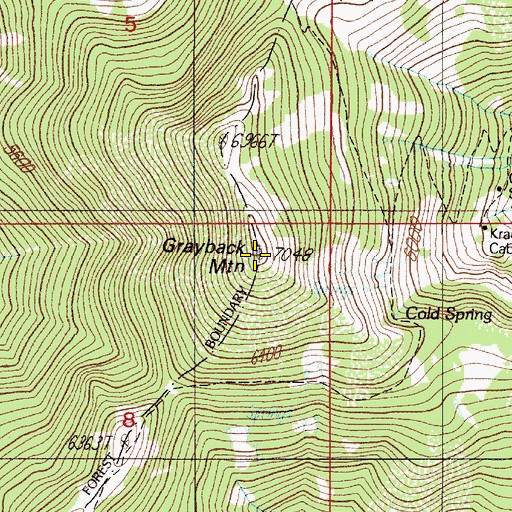 Topographic Map of Grayback Mountain, OR