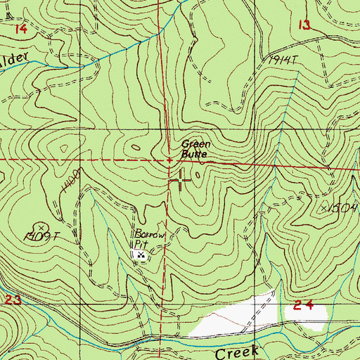 Topographic Map of Green Butte, OR
