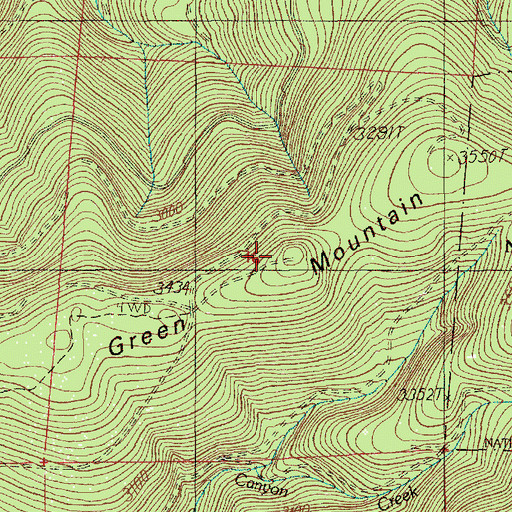 Topographic Map of Green Mountain, OR
