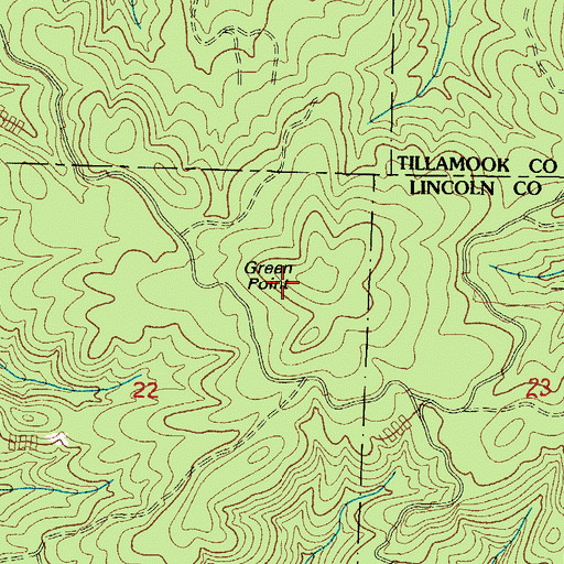 Topographic Map of Green Point, OR