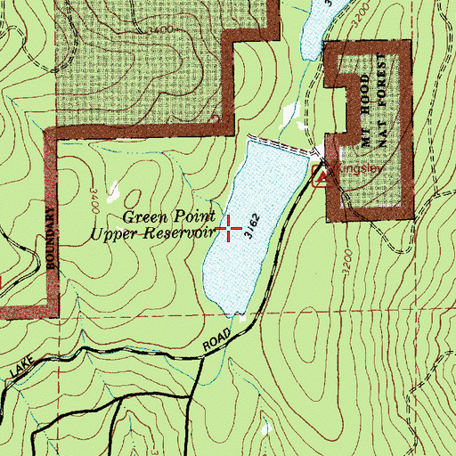 Topographic Map of Green Point Upper Reservoir, OR