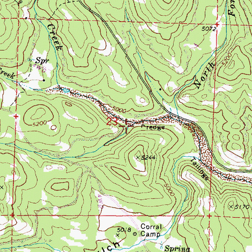 Topographic Map of Greenhorn Creek, OR