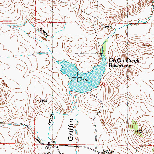 Topographic Map of Griffin Creek Reservoir, OR