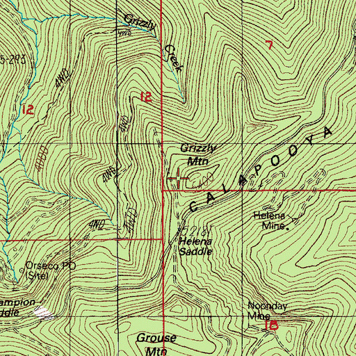 Topographic Map of Grizzly Mountain, OR