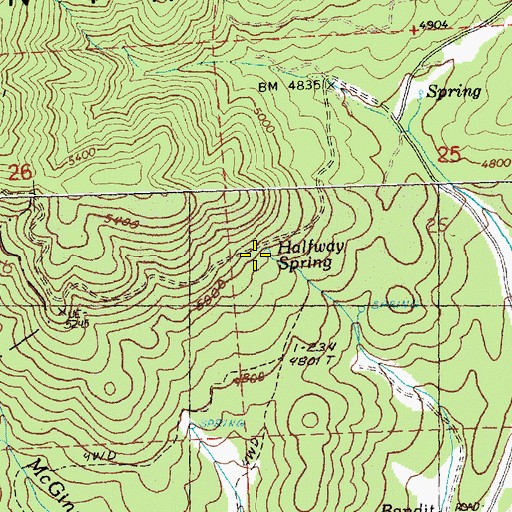 Topographic Map of Halfway Spring, OR