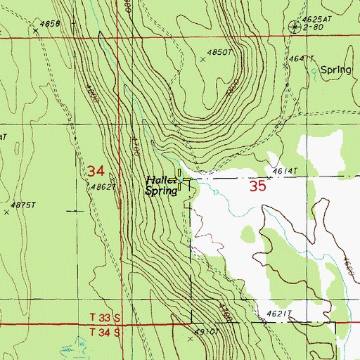 Topographic Map of Hallet Spring, OR