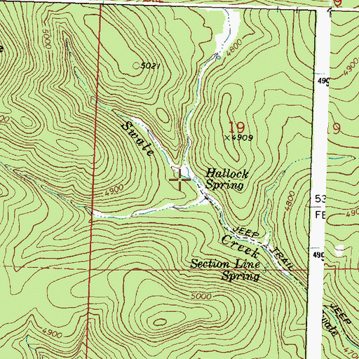 Topographic Map of Hallock Spring, OR