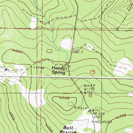 Topographic Map of Handy Spring, OR