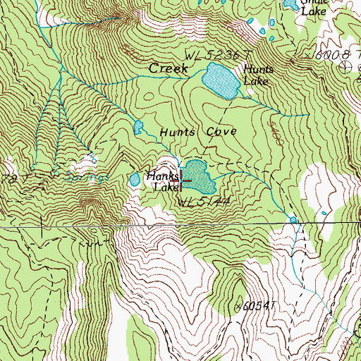 Topographic Map of Hanks Lake, OR