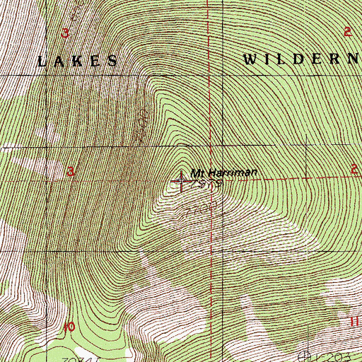 Topographic Map of Mount Harriman, OR