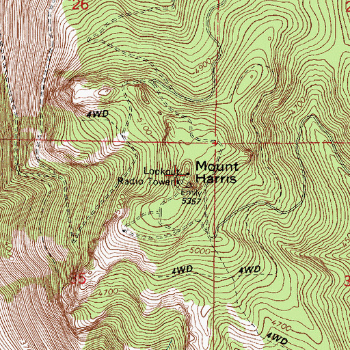 Topographic Map of Mount Harris, OR