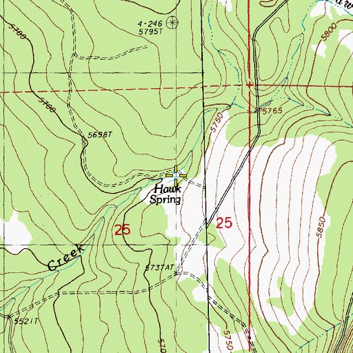 Topographic Map of Hawk Spring, OR