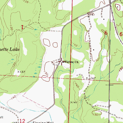 Topographic Map of Bigbee Church, AL
