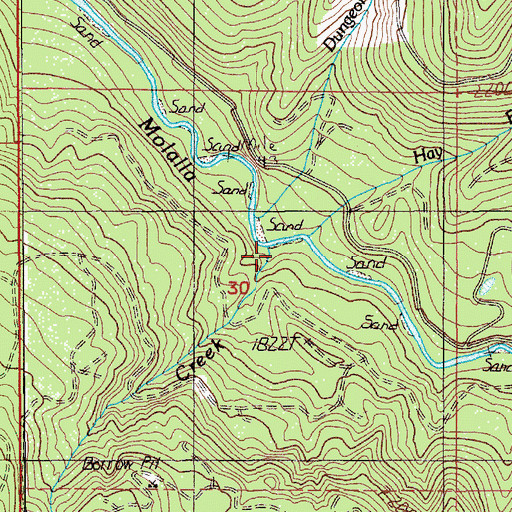 Topographic Map of Hay Barn Creek, OR