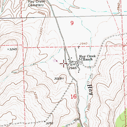 Topographic Map of Hay Creek Ranch, OR