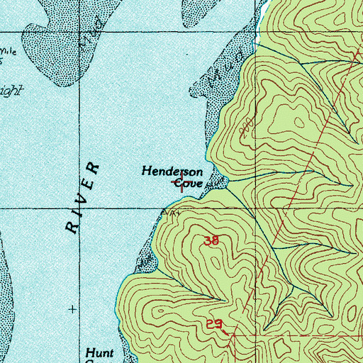 Topographic Map of Henderson Cove, OR
