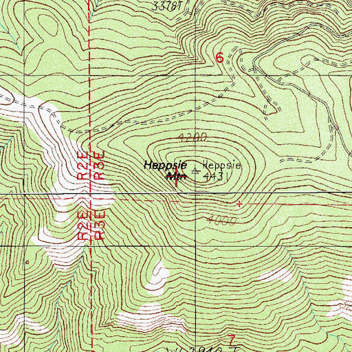 Topographic Map of Heppsie Mountain, OR
