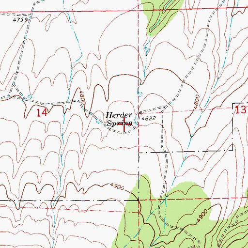 Topographic Map of Herder Spring, OR