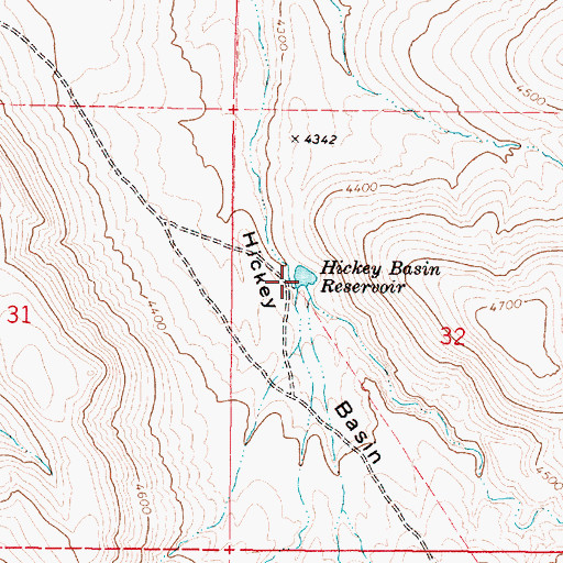 Topographic Map of Hickey Basin Reservoir, OR