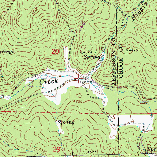 Topographic Map of Higgins Creek, OR