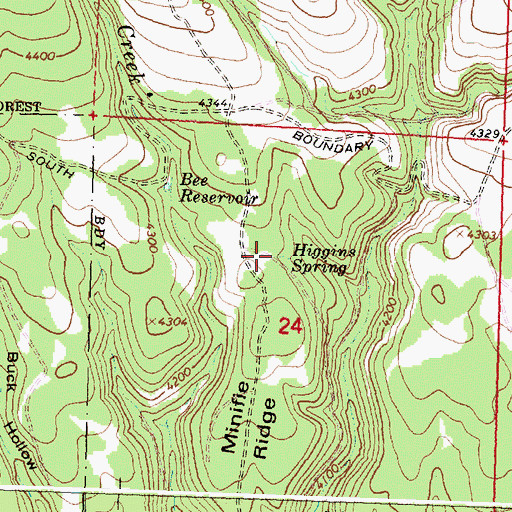 Topographic Map of Higgins Spring, OR