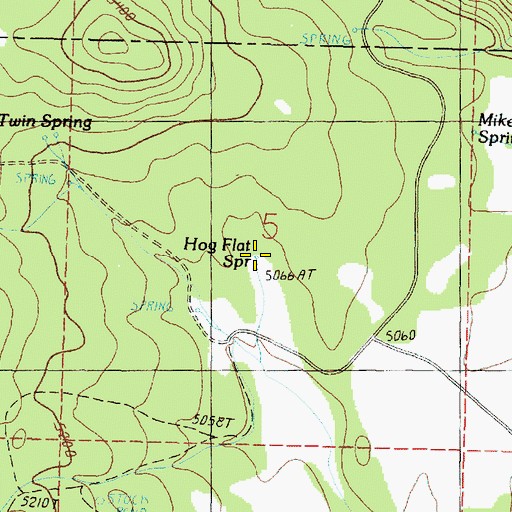 Topographic Map of Hog Flat Spring, OR