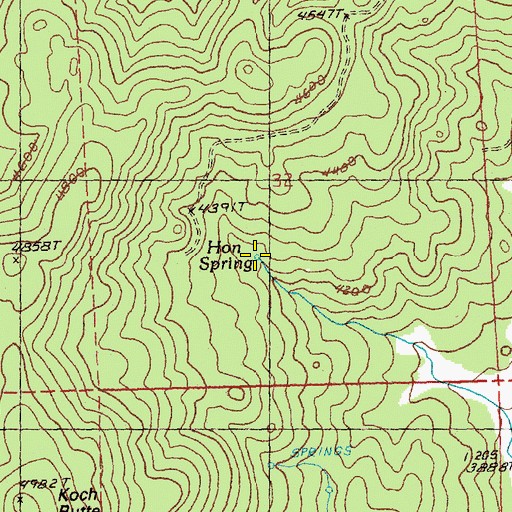 Topographic Map of Hon Spring, OR