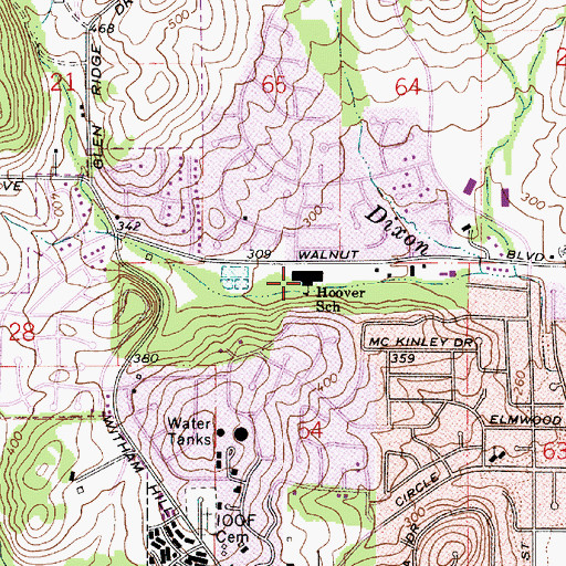Topographic Map of Hoover Elementary School, OR