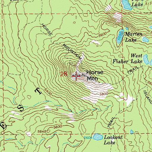 Topographic Map of Horse Mountain, OR