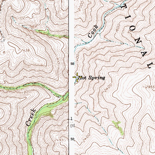 Topographic Map of Hot Spring, OR